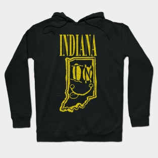 Indiana Grunge Smiling Face Black Background Hoodie